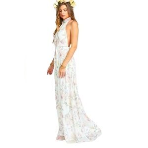Show Me Your Mumu SMYM Collette Halter Collar Dress Floral Sz S Open Back